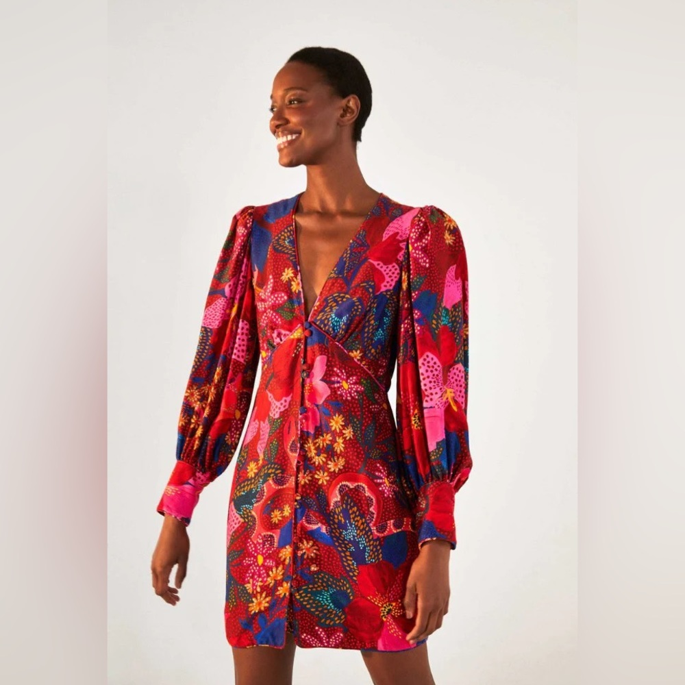 Farm Rio snake garden red mini dress size XL, NWT